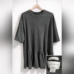 American Eagle Outfitters Charcoal Peplum Tee